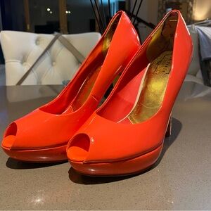 Ted Baker Vibrant Orange Peep Toe Heels … 7 1/2